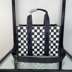 Coach Black and White Checkered Tote Bag